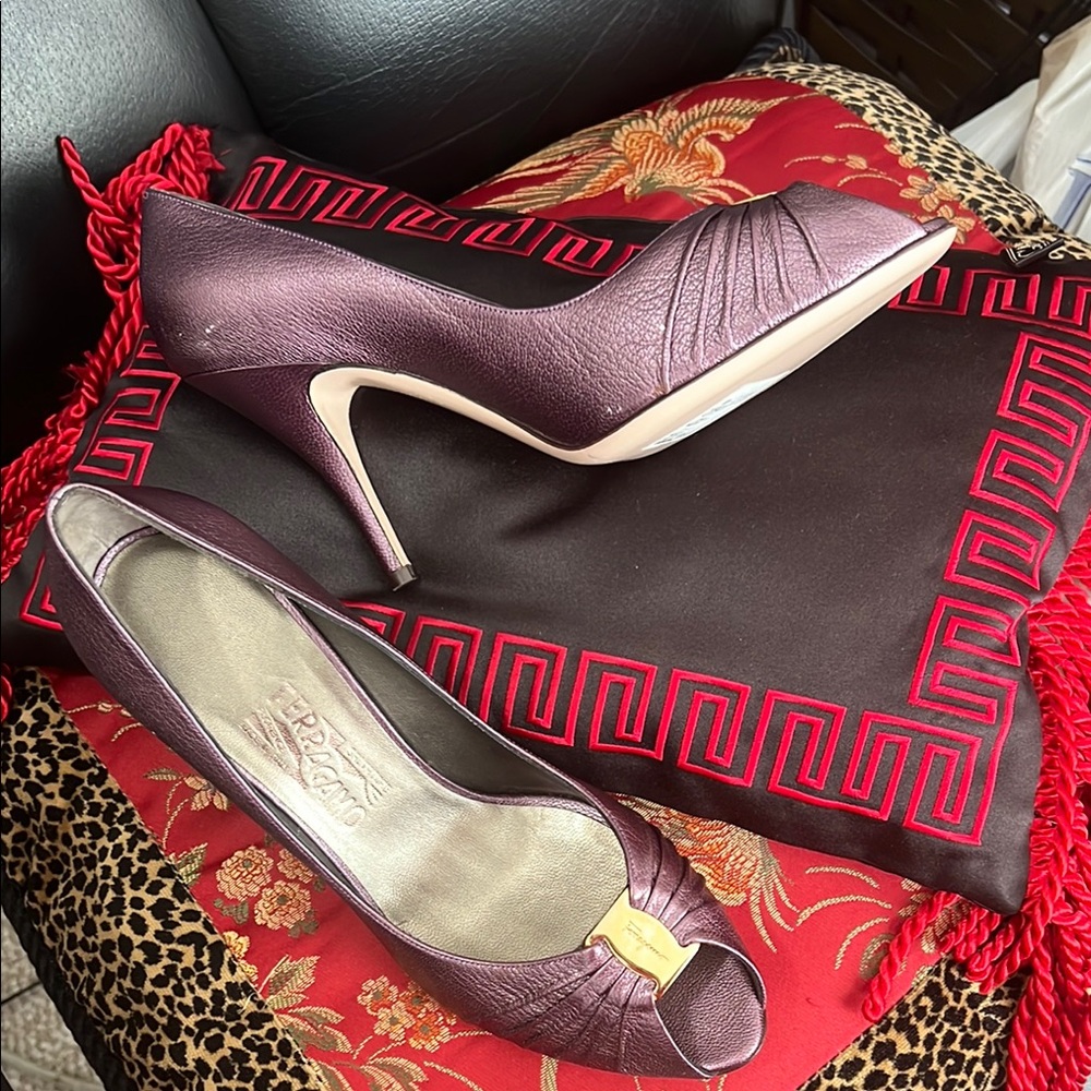 Elegant Purple Peep-Toe Heels by Ferragamo!